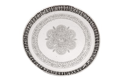 Lot 176 - An early 20th century Iranian (Persian) silver tray, Shiraz dated 1906