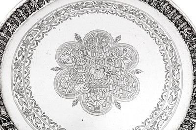 Lot 154 - An early 20th century Iranian (Persian) silver tray, Shiraz dated 1906