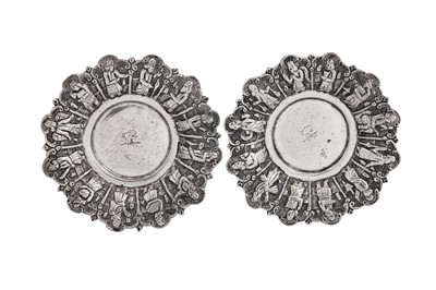 Lot 180 - A pair of mid-20th century Iranian (Persian) silver commemorative istikan saucers, Shiraz circa 1959