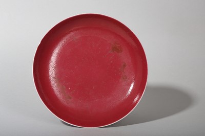 Lot 83 - A CHINESE COPPER-RED GLAZED DISH.