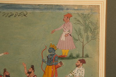 Lot 352 - AN ILLUSTRATION FROM A RAMAYANA SERIES: RAMA AND BHARATA MEETING IN THE FOREST