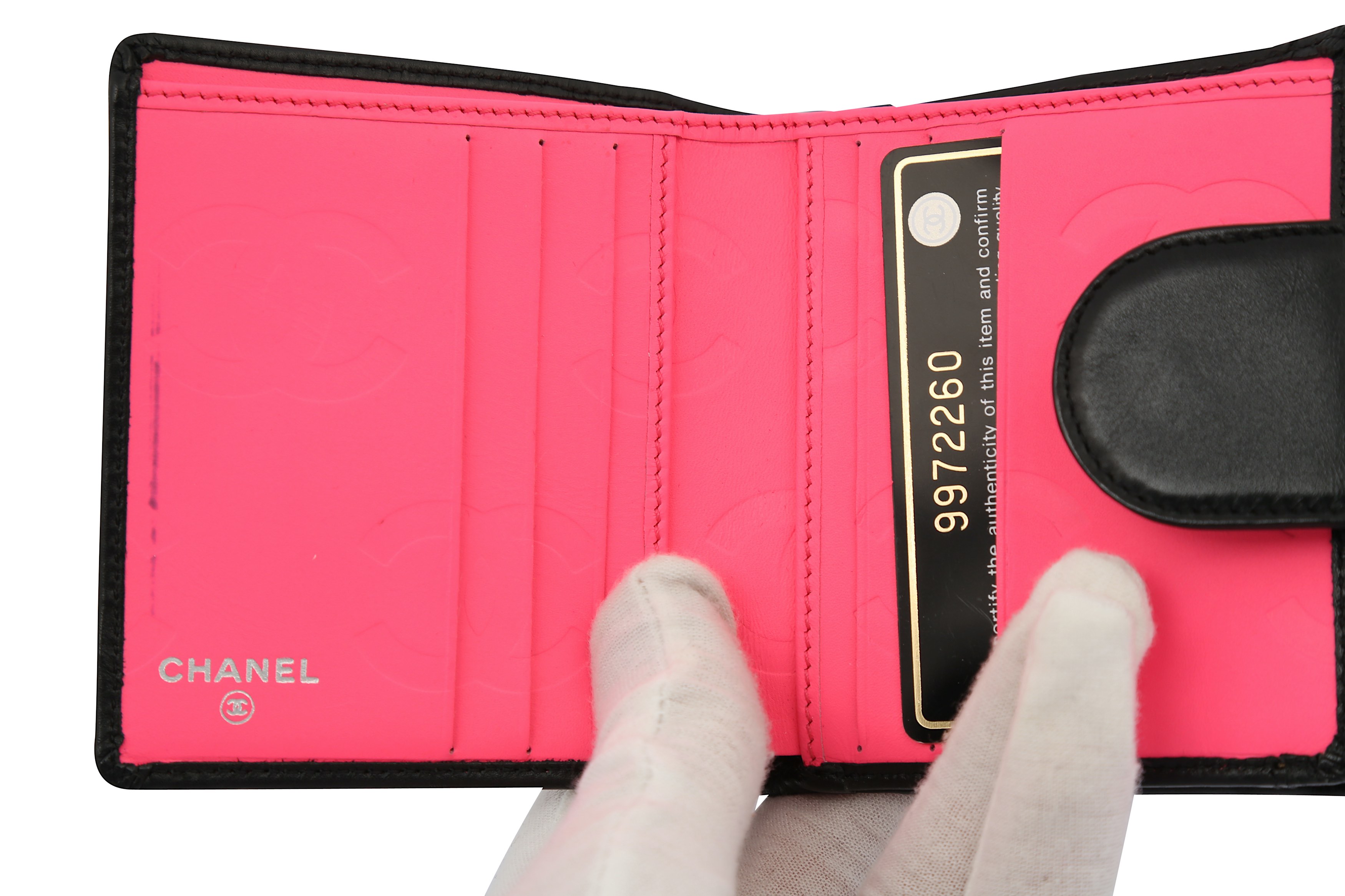 chanel long wallet pink black