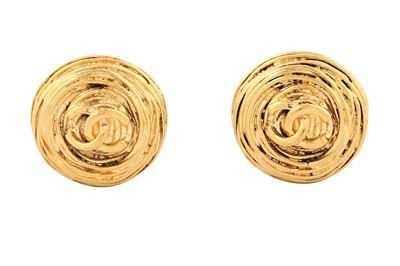 Lot 408 - Chanel Clip On CC Logo Swirl Earrings