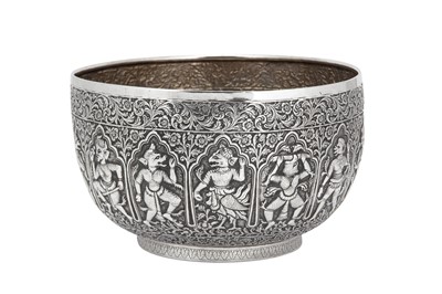 Lot 187 - A large documentary late 19th century Anglo – Indian unmarked silver bowl, Poona circa 1880