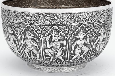 Lot 187 - A large documentary late 19th century Anglo – Indian unmarked silver bowl, Poona circa 1880