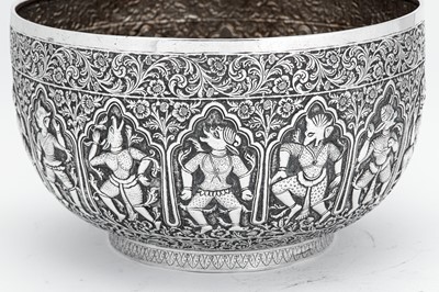 Lot 187 - A large documentary late 19th century Anglo – Indian unmarked silver bowl, Poona circa 1880