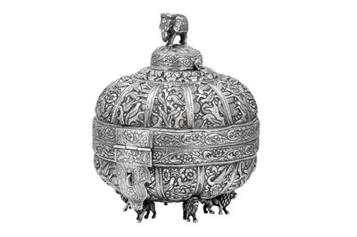 Lot 124 - A large and heavy mid-20th century Indian unmarked silver betel marriage casket, Delhi circa 1950