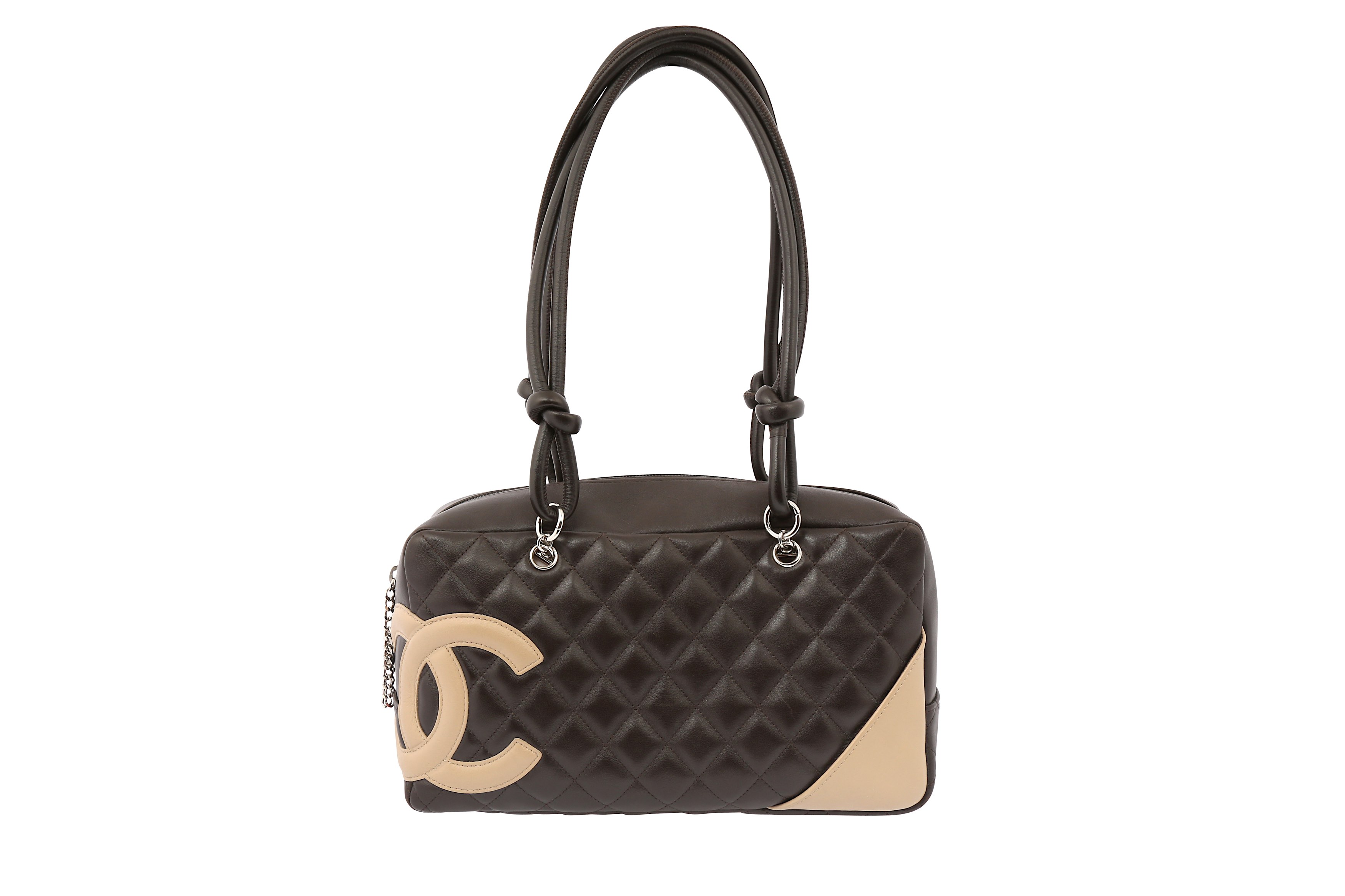 Chanel White/Black Quilted Leather Cambon Ligne Bowler Bag