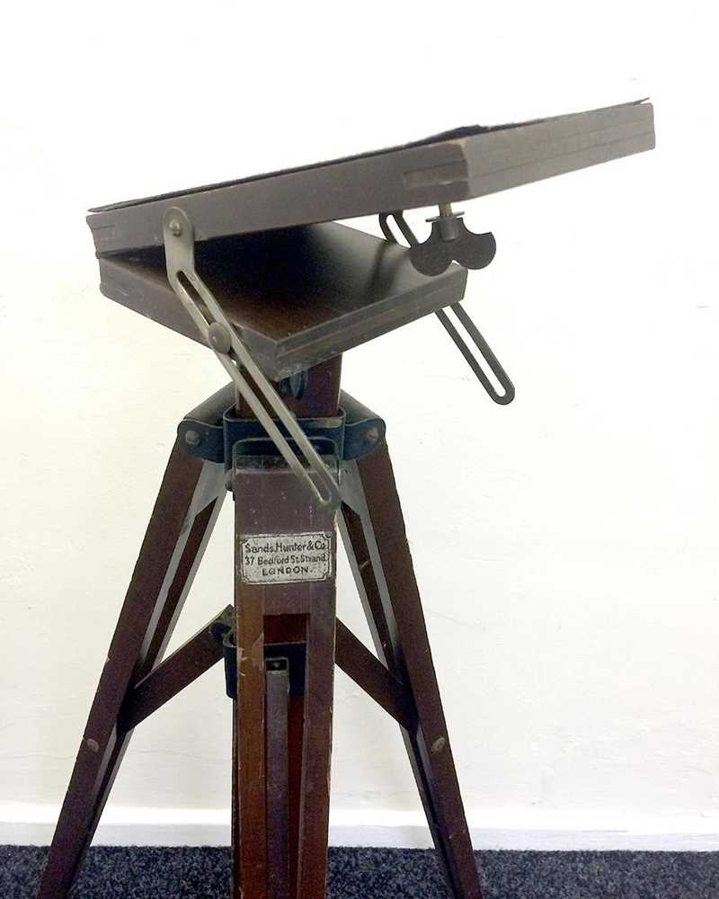 Lot 605 - An Unusual Sands Hunter Folding Wooden Tripod with rotating & tilting camera platform