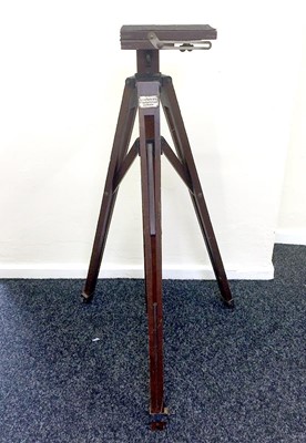 Lot 605 - An Unusual Sands Hunter Folding Wooden Tripod with rotating & tilting camera platform