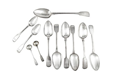 Lot 64 - A mixed group of Victorian sterling silver fiddle pattern flatware