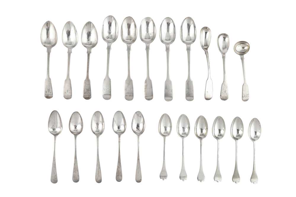 Lot 66 - A mixed group of George III and later sterling silver flatware