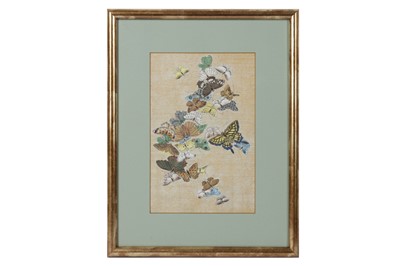 Lot 74 - A SET OF TWELVE LATE 19TH CENTURY JAPANESE MEIJI PERIOD BUTTERFLY PAINTINGS