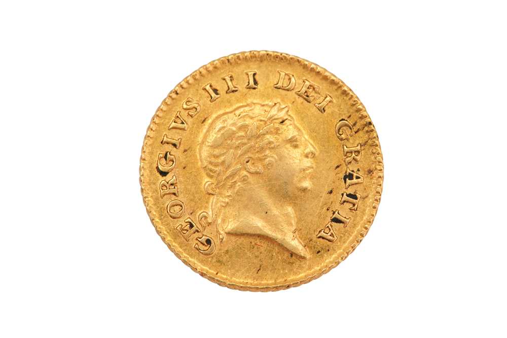 Lot 77 - Third-Guinea, George III 1802, first laureate head right, R; crown with date below