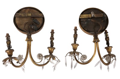 Lot 137 - A PAIR OF VERY UNUSUAL WALL MOUNTED LIGHTING APPLIQUES IN THE MANNER OF REGENCY MIRRORS