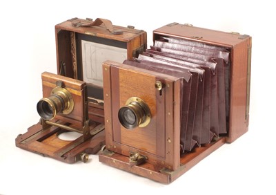 Lot 555 - Pair of Early Un-Named Half Plate Cameras with Hand-cut Dovetails