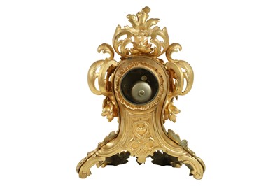 Lot 185 - A MID 19TH CENTURY FRENCH GILT BRONZE MANTEL CLOCK SIGNED LEON LANDAU, PARIS