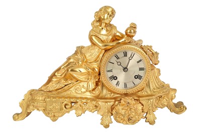 Lot 385 - A 19th century and later French gilt bronze figural mantle clock