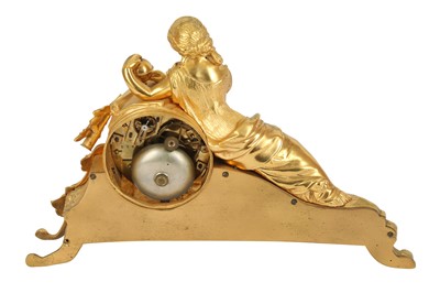 Lot 437 - A FRENCH GILT BRONZE FIGURAL MANTLE CLOCK, 19TH CENTURY AND LATER