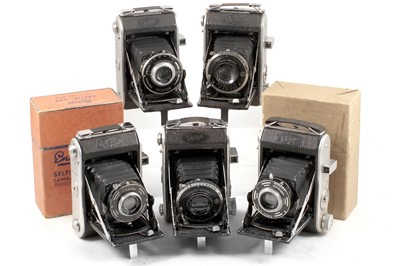 Lot 550 - Group of Five Ensign Selfix 220 Folding Roll Film Cameras