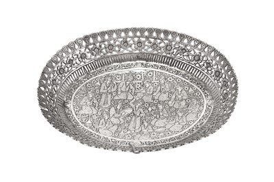 Lot 195 - An early 20th century Iranian (Persian) silver dish or nuts basket, Isfahan circa 1900-20