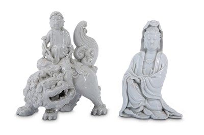 Lot 710 - TWO CHINESE BLANC-DE-CHINE FIGURES.