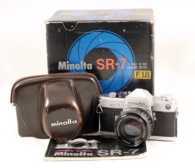 Lot 749 - A Boxed SR-7 and Various Other Minolta  Camera & Lenses