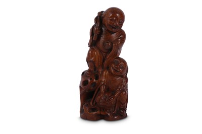 Lot 534 - A CHINESE BAMBOO 'HEHE ERXIAN' CARVING.