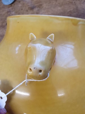 Lot 918 - A LARGE CHINESE LEMON YELLOW-GLAZED VASE.