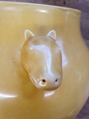Lot 918 - A LARGE CHINESE LEMON YELLOW-GLAZED VASE.