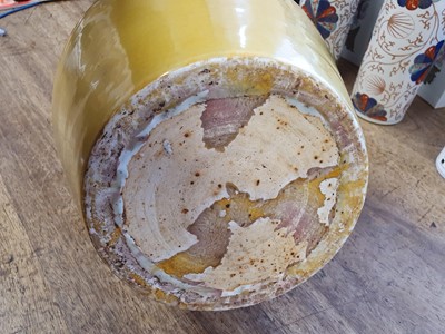 Lot 918 - A LARGE CHINESE LEMON YELLOW-GLAZED VASE.