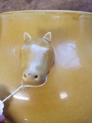Lot 918 - A LARGE CHINESE LEMON YELLOW-GLAZED VASE.