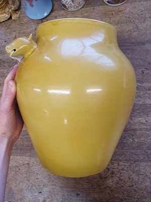 Lot 918 - A LARGE CHINESE LEMON YELLOW-GLAZED VASE.