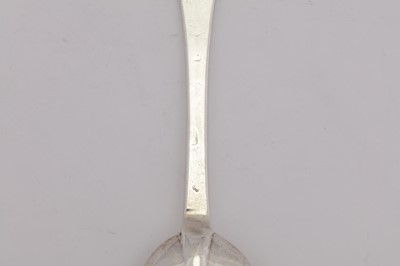 Lot 316 - A Queen Anne Britannia standard tablespoon, London circa 1705 by Lawrence Coles (reg. April 1697)