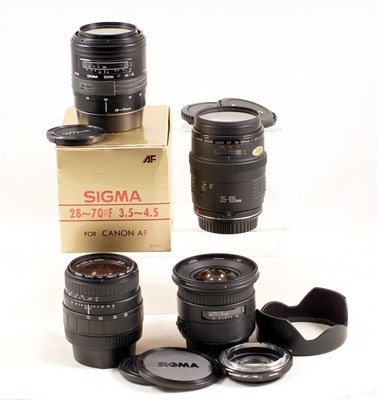 Lot 503 - Sigma 18mm Ultra Wide Angle & Other Canon AF Film Camera Lenses.