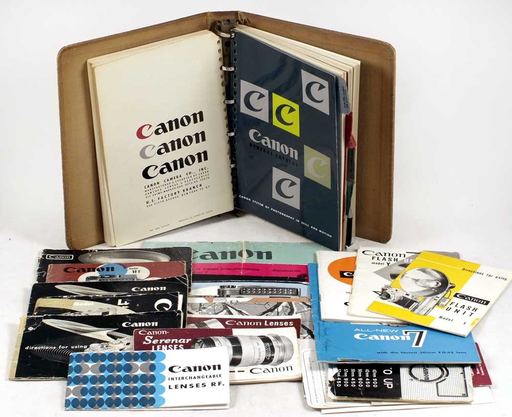 Lot 465 - A Good Selection of Catalogues & Instruction Books for Canon Rangefinder Cameras & Lenses.