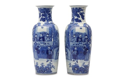 Lot 287 - A PAIR OF CHINESE BLUE AND WHITE VASES.