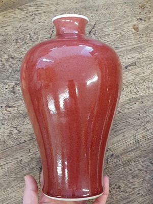 Lot 69 - A CHINESE COPPER-RED VASE, MEIPING.