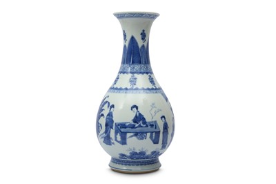 Lot 688 - A CHINESE BLUE AND WHITE 'LADIES' VASE, YUHUCHUNPING.