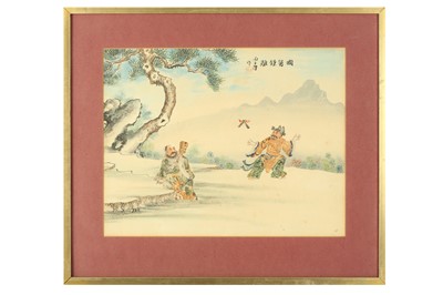 Lot 647 - A PAIR OF CHINESE 'POSTAL STAMP' COLLAGE PAINTINGS.