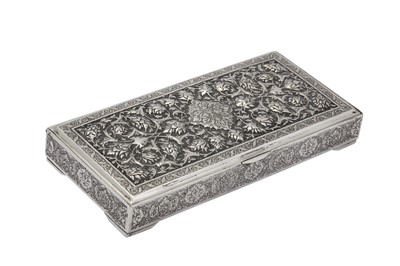 Lot 216 - A mid-20th century Iranian (Persian) silver cigarette box, Isfahan circa 1950 mark of Bagher Parvaresh (c.1910-1978, master 1928)