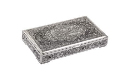 Lot 218 - A mid-20th century Iranian (Persian) silver cigarette box, Isfahan circa 1950 signed Lahiji