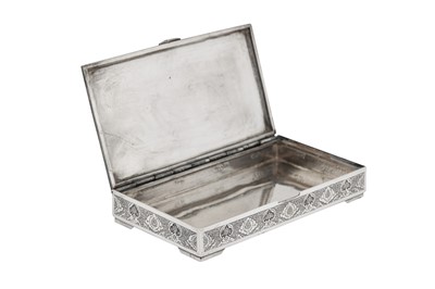 Lot 218 - A mid-20th century Iranian (Persian) silver cigarette box, Isfahan circa 1950 signed Lahiji
