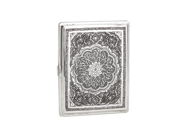 Lot 215 - Ambassadorial - A mid-20th century Iranian (Persian) silver cigarette case, Isfahan circa 1960-70 mark of Rasool Parvaresh