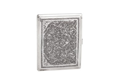 Lot 215 - Ambassadorial - A mid-20th century Iranian (Persian) silver cigarette case, Isfahan circa 1960-70 mark of Rasool Parvaresh