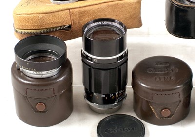 Lot 492 - Canon Rangefinder Items, inc 135mm f3.5 L39 Lens.