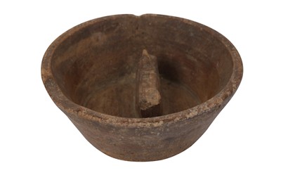 Lot 70 - AN ANCIENT CHINESE PERIOD CARVED WOODEN 'BUFFALO' BOWL