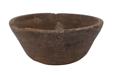 Lot 70 - AN ANCIENT CHINESE PERIOD CARVED WOODEN 'BUFFALO' BOWL