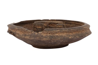 Lot 69 - AN ANCIENT CHINESE PERIOD CARVED WOODEN 'BUFFALO' BOWL