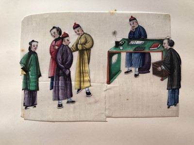 Lot 443 - A CHINESE PITH PAPER ALBUM.